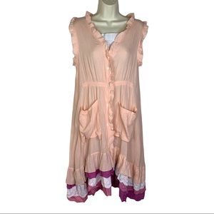 MISSLOOK Women’s Ruffled Retro Eyelet Lace Pink and Peach Dress